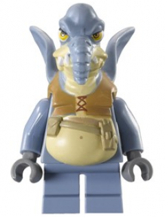 Watto - Sand Blue, Printed Head, Dark Bluish Gray Hands