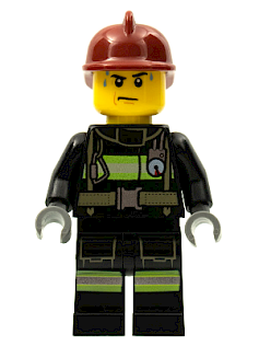 Fire - Reflective Stripes with Utility Belt, Dark Red Fire Helmet, Sweat Drops