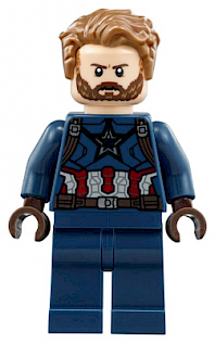 Captain America - Dark Blue Suit with Dark Brown Belt and Harness, Dark Brown Hands, Hair