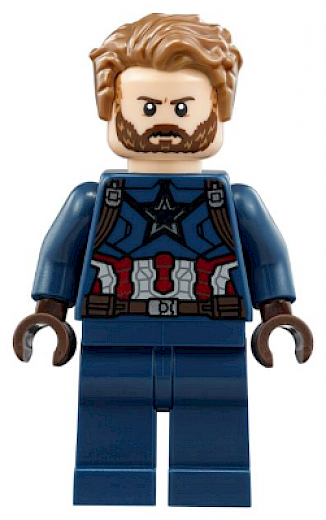 Captain America — Captain America - Dark Blue Suit with Dark Brown Belt and Harness, Dark Brown Hands, Hair
