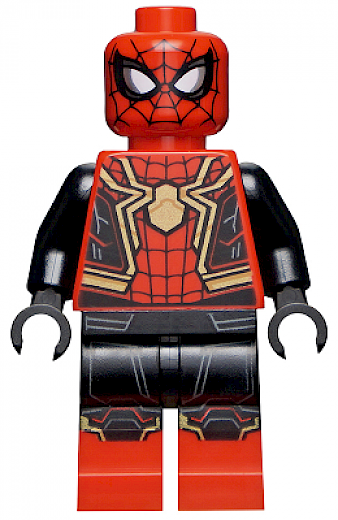 Spider-Man — Spider-Man - Black and Red Suit, Large Gold Spider, Gold Knee Trim (Integrated Suit)