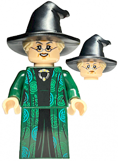 Professor Minerva McGonagall - Dark Green Robe over Black Dress, Hat with Hair
