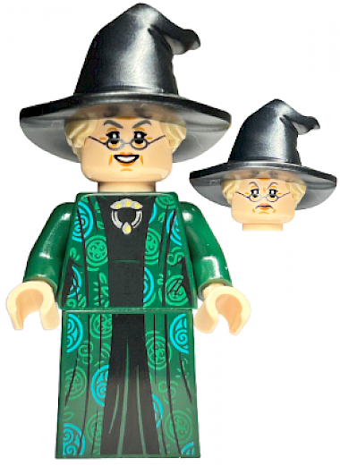 Professor Minerva McGonagall — Professor Minerva McGonagall - Dark Green Robe over Black Dress, Hat with Hair