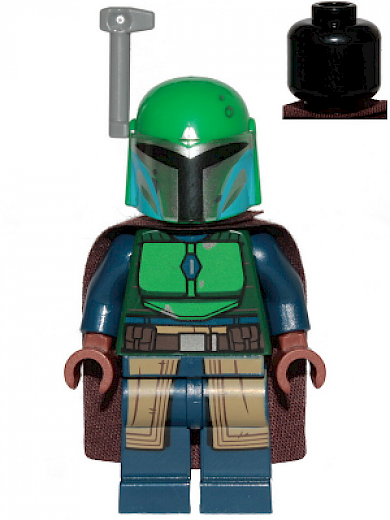 Mandalorian Tribe Warrior — Mandalorian Tribe Warrior (Idalia Desta) - Female, Dark Brown Cape, Green Helmet with Antenna / Rangefinder