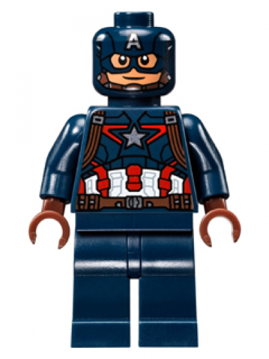 Captain America — Captain America - Dark Blue Suit with Reddish Brown Belt and Harness, Reddish Brown Hands, Mask