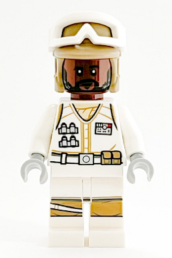 Hoth Rebel Trooper White Uniform — Hoth Rebel Trooper White Uniform, Dark Tan Helmet, Reddish Brown Head