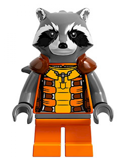 Rocket Raccoon — Rocket Raccoon - Orange and Reddish Brown Outfit, Dark Bluish Gray Head