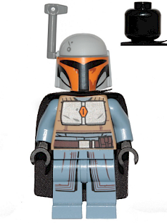 Mandalorian Tribe Warrior (Amot Tenau) - Female, Black Cape, Light Bluish Gray Helmet with Antenna / Rangefinder