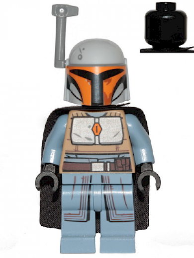 Mandalorian Tribe Warrior — Mandalorian Tribe Warrior (Amot Tenau) - Female, Black Cape, Light Bluish Gray Helmet with Antenna / Rangefinder