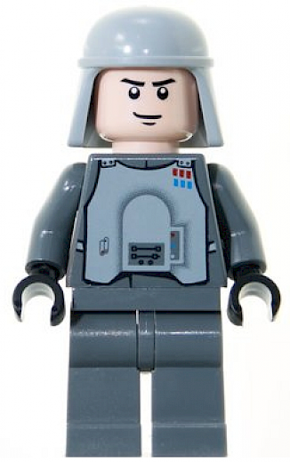 Imperial Officer with Battle Armor — Imperial Officer with Battle Armor (Captain / Commandant / Commander) - Dark Bluish Gray Legs, Smirk