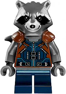 Rocket Raccoon - Dark Blue and Reddish Brown Outfit, Dark Bluish Gray Head